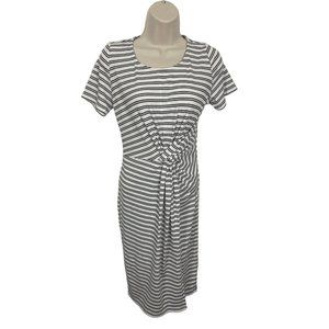 SUGAR + LIPS Women's White Black Striped Fitted Knit Dress Size Small